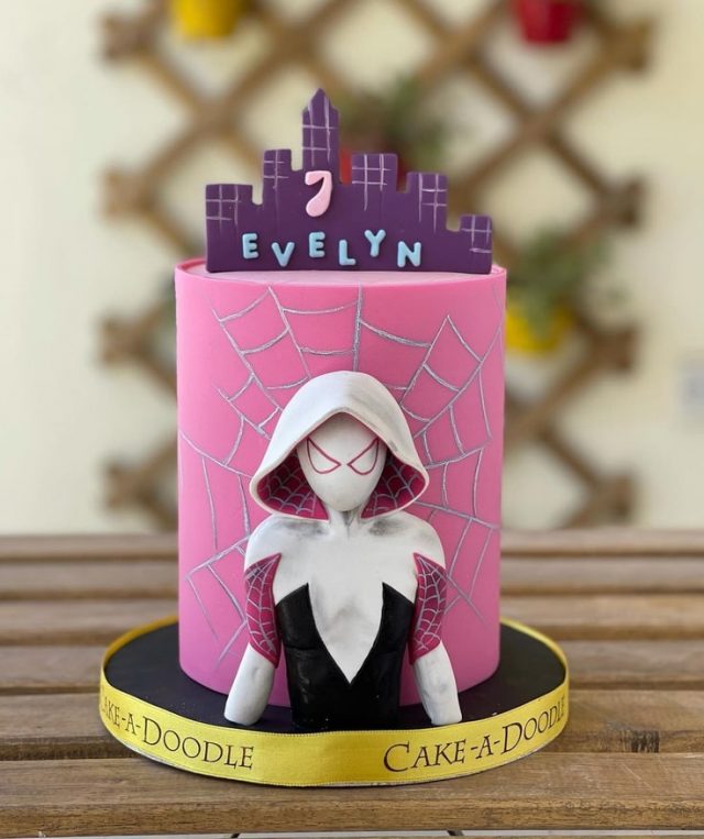 Spectacular Spider Gwen 7th Birthday Cake Between The Pages Blog