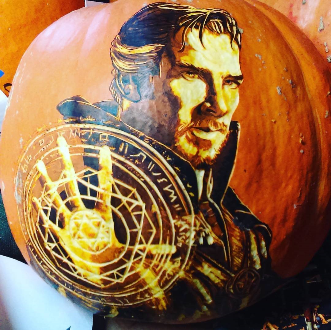 Doctor Strange Pumpkin carved by John Davis