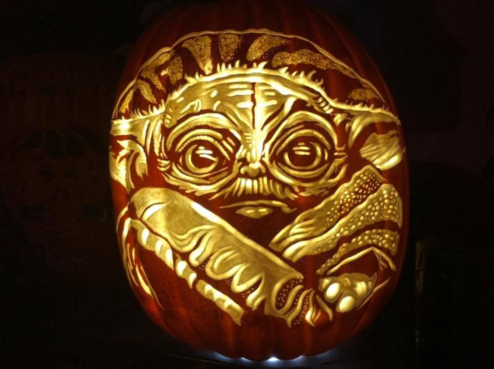 Baby Yoda Pumpkin carved by Ian Fetterman