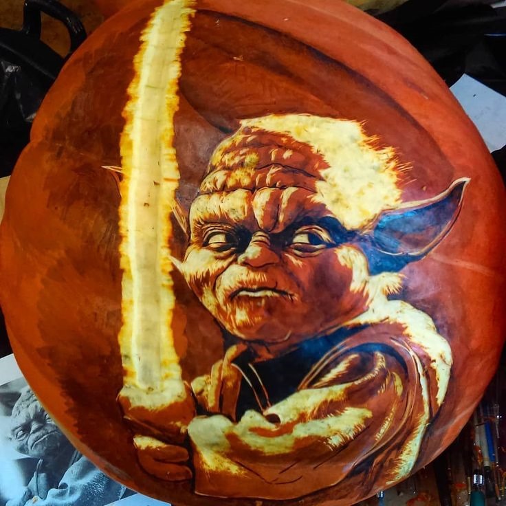 Yoda Pumpkin carved by John Davis