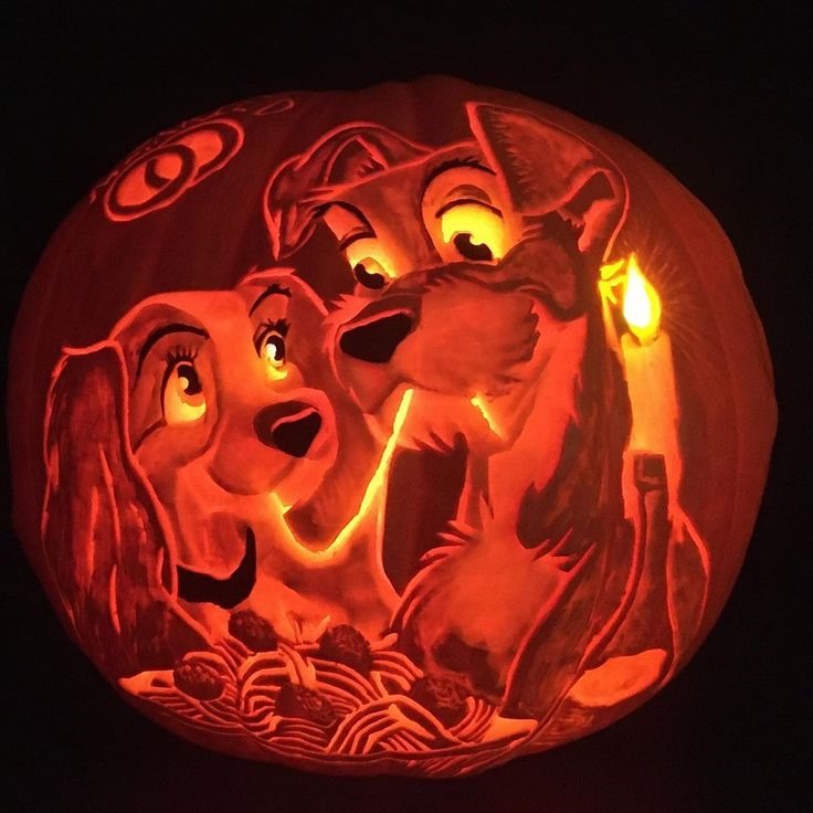 Lady and The Tramp Pumpkin carved by Daniel Herrguth