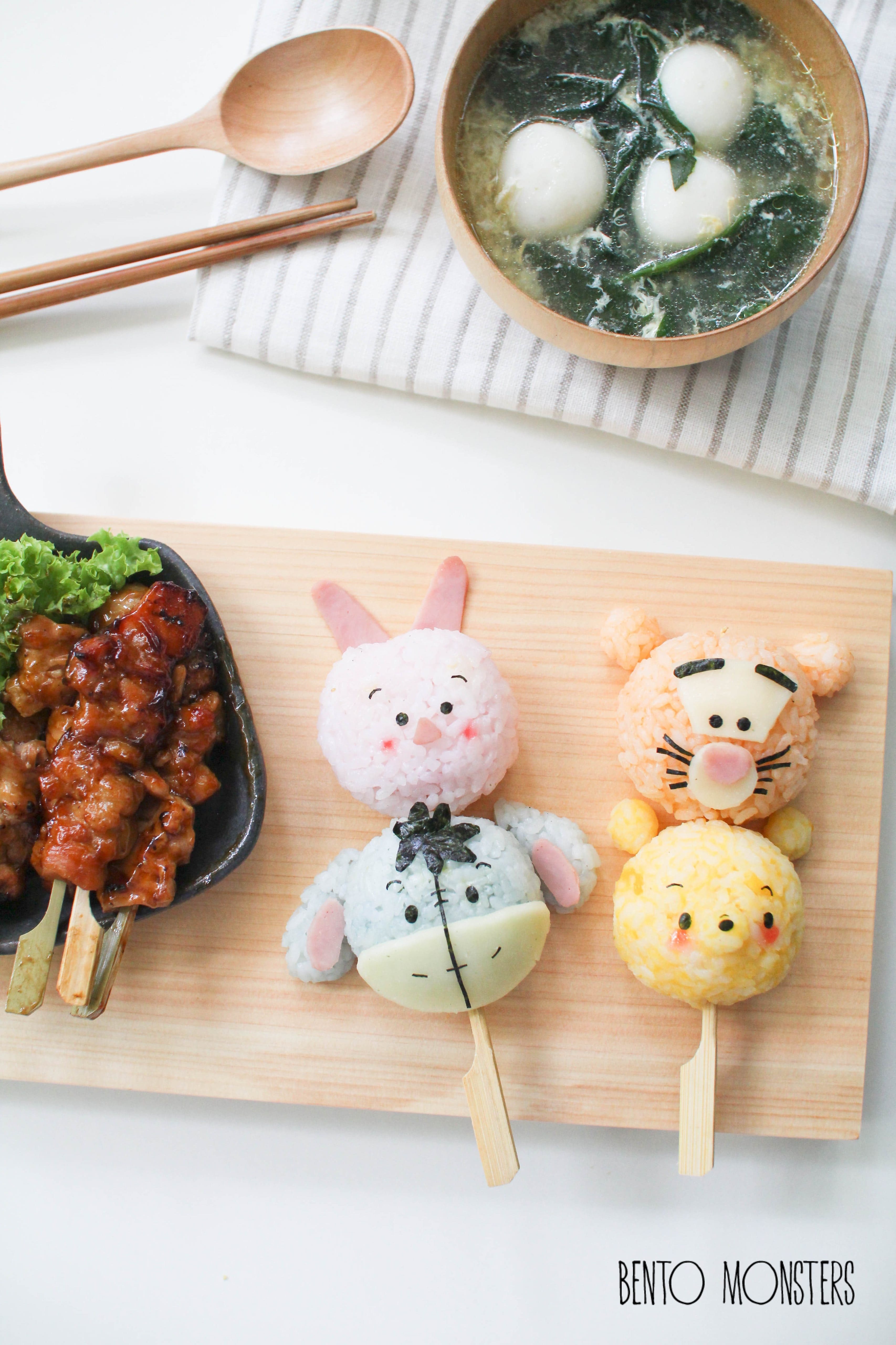 Winnie the Pooh Rice Ball Kabobs made by Bento Monsters