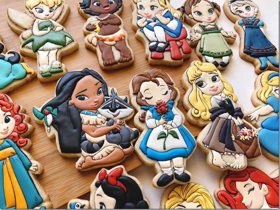 Baby Pocahontas, Belle and Aurora Cookies