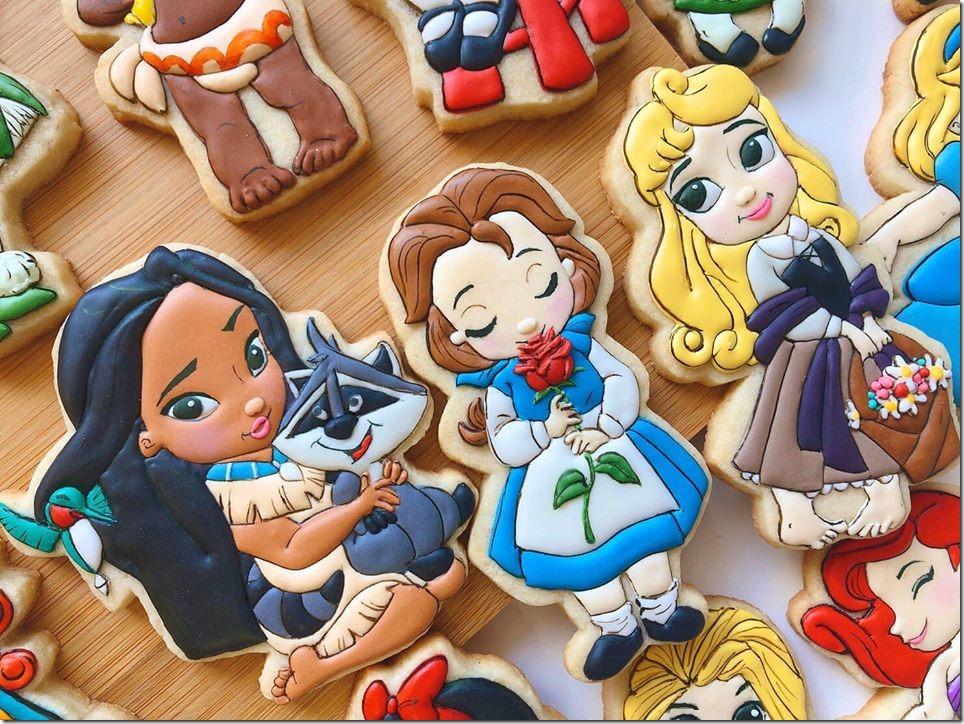 Baby Pocahontas, Belle and Aurora Cookies