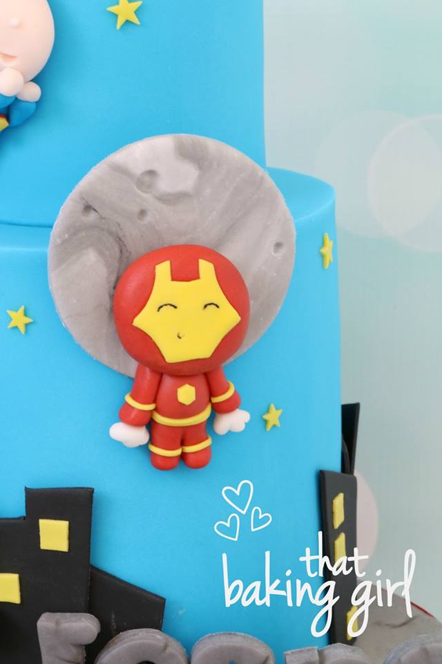 Cute Kawaii Marvel Avengers and Superman Cake made by That Baking Girl