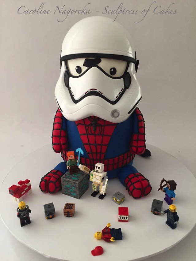 Stormtrooper Spider Man Mashup sculpted cake