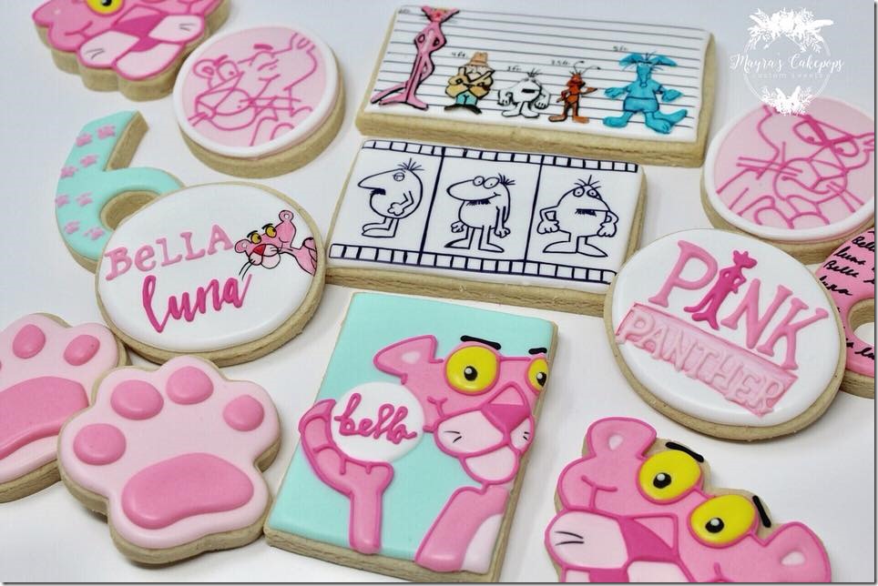 Pink Panther 6th Birthday Cookies