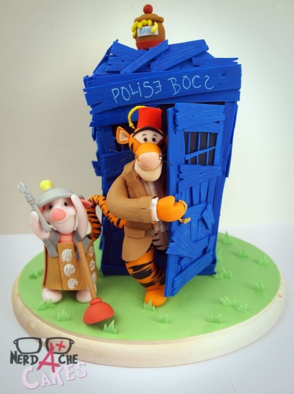 Doctor Who and Winnie The Pooh Mash-up Cake 
