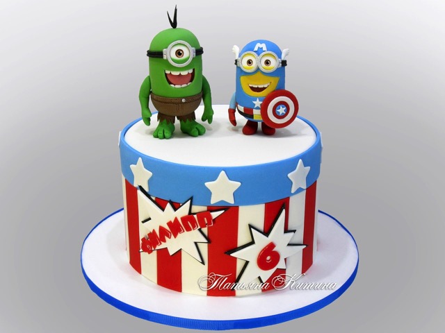 Minions Captain America Hulk Cake