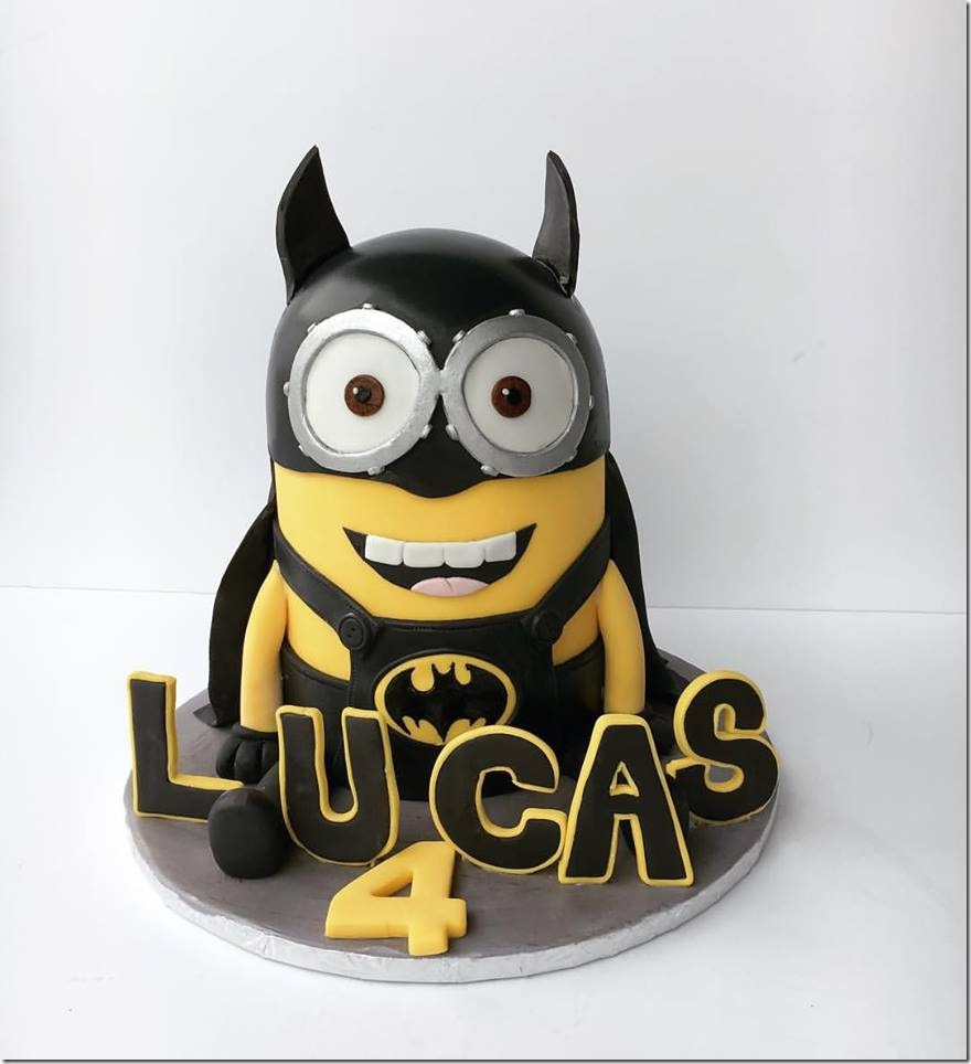 Cute Batman Minion 4th Birthday Cake -