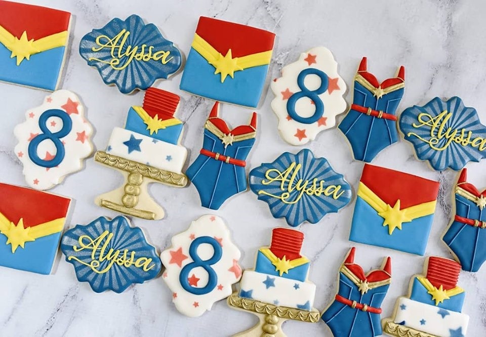 Captain Marvel 6th Birthday Cookies
