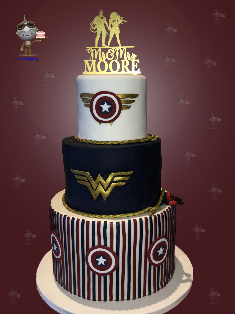 Captain America Wonder Woman Wedding Cake