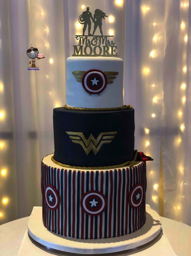 Wonder Woman and Captain America Wedding Cake