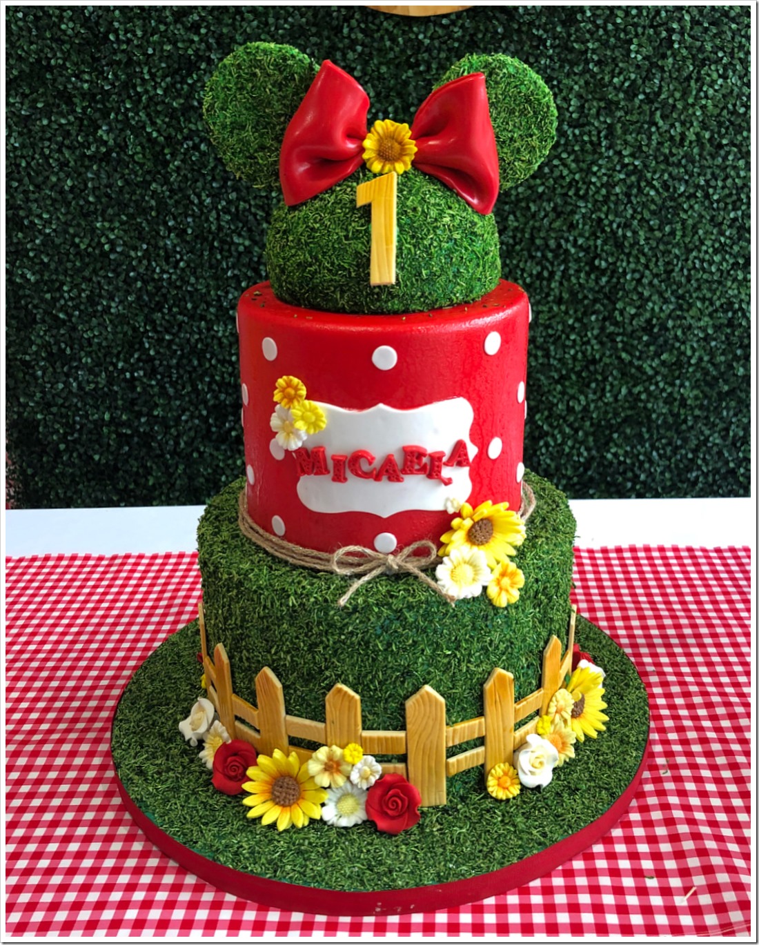 Minnie Mouse Garden 1st Birthday Cake