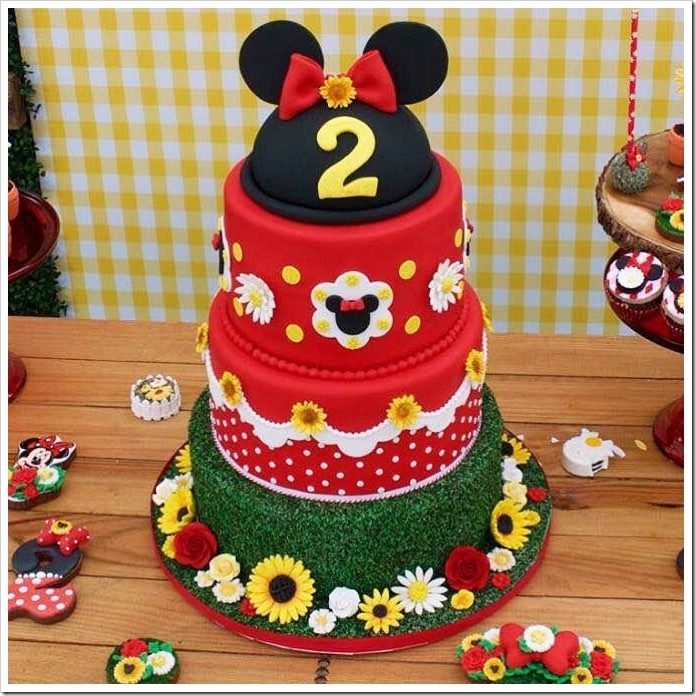 Minnie Mouse Garden 2nd Birthday Cake