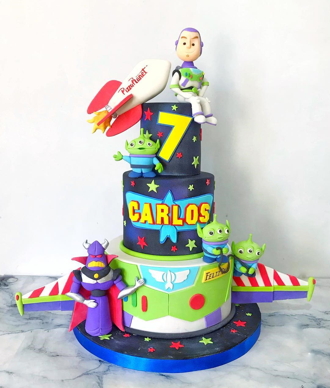 Surprise inside Buzz Lightyear Toy Story galaxy birthday cake  I show how  to make a Buzz Lightyear rocket birthday cake with a surprise inside in  this video You will learn how