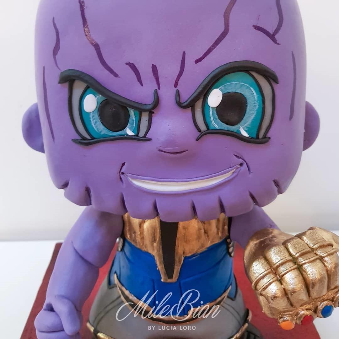 Close-up of Baby Thanos Cake