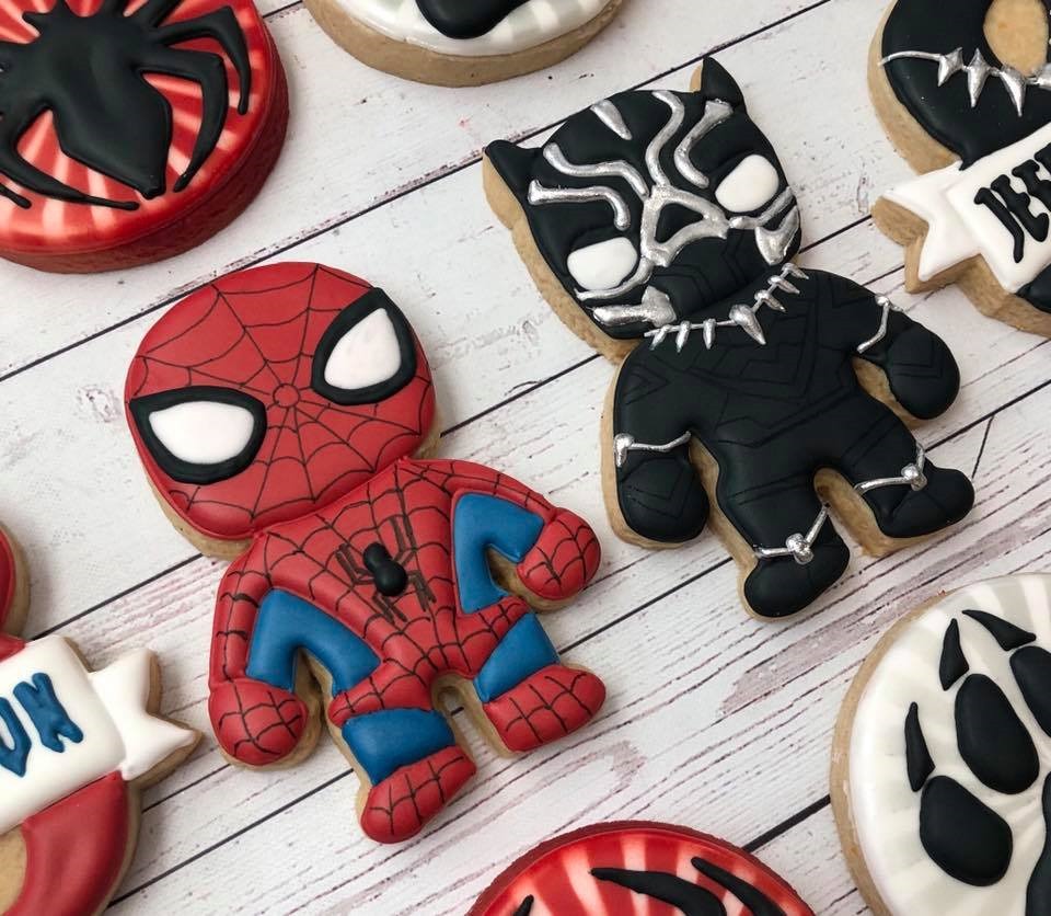 Black Panther and Spider-Man Cookies