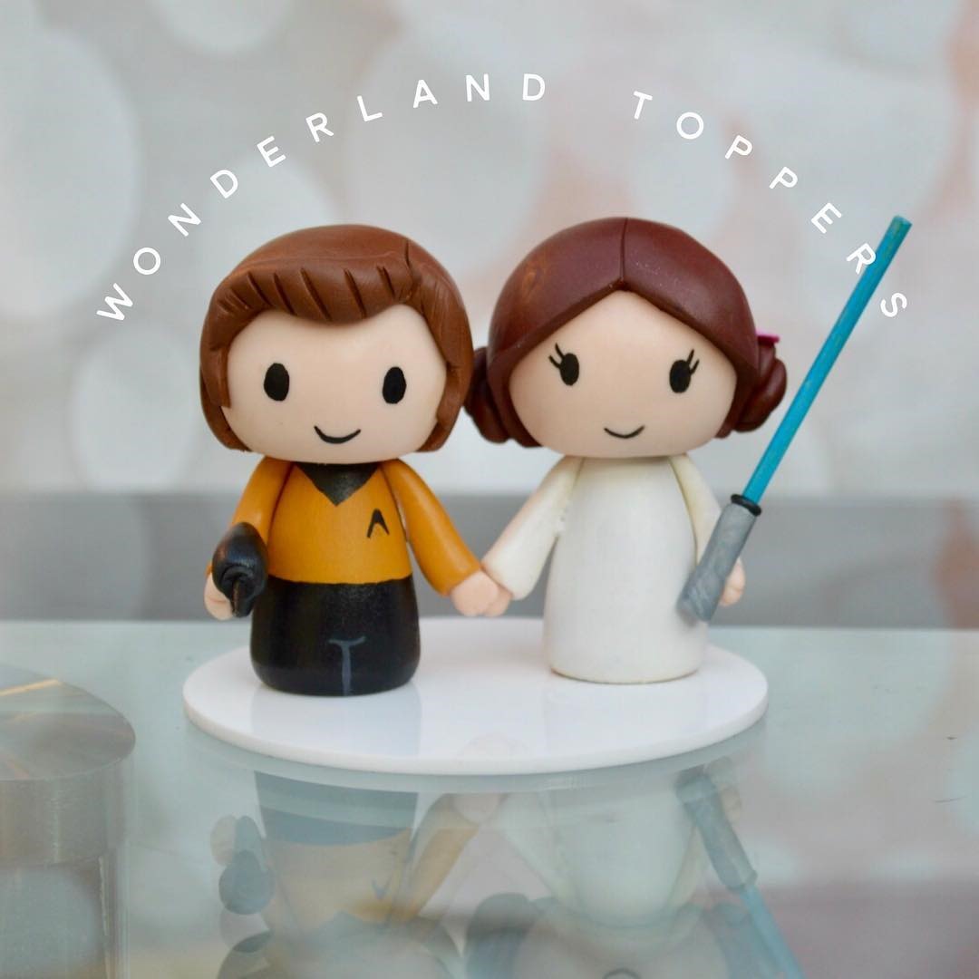 Captain Kirk and Princess Leia Wedding Cake Toppers