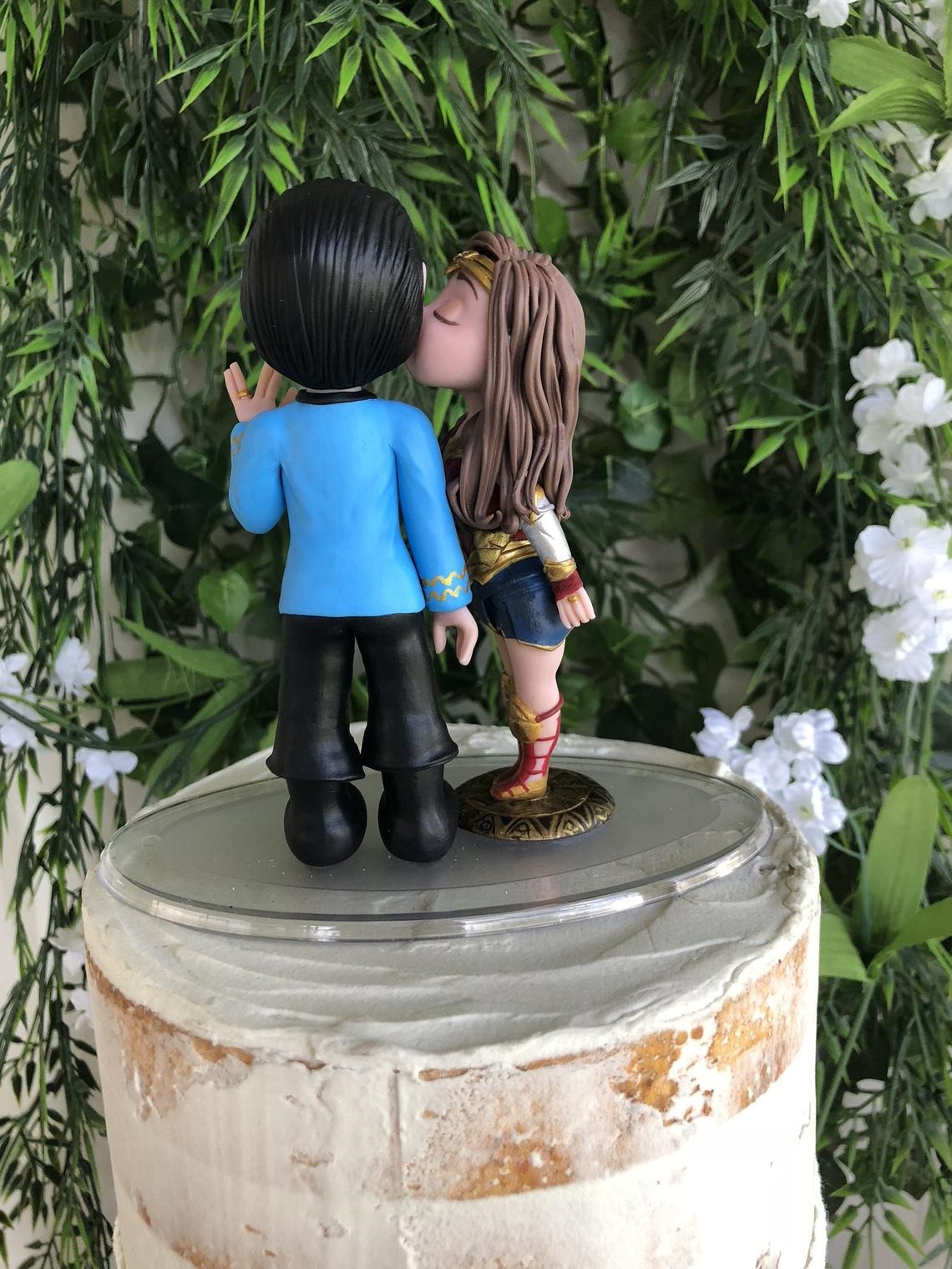 Wonder Woman and Spock Wedding Cake Topper 