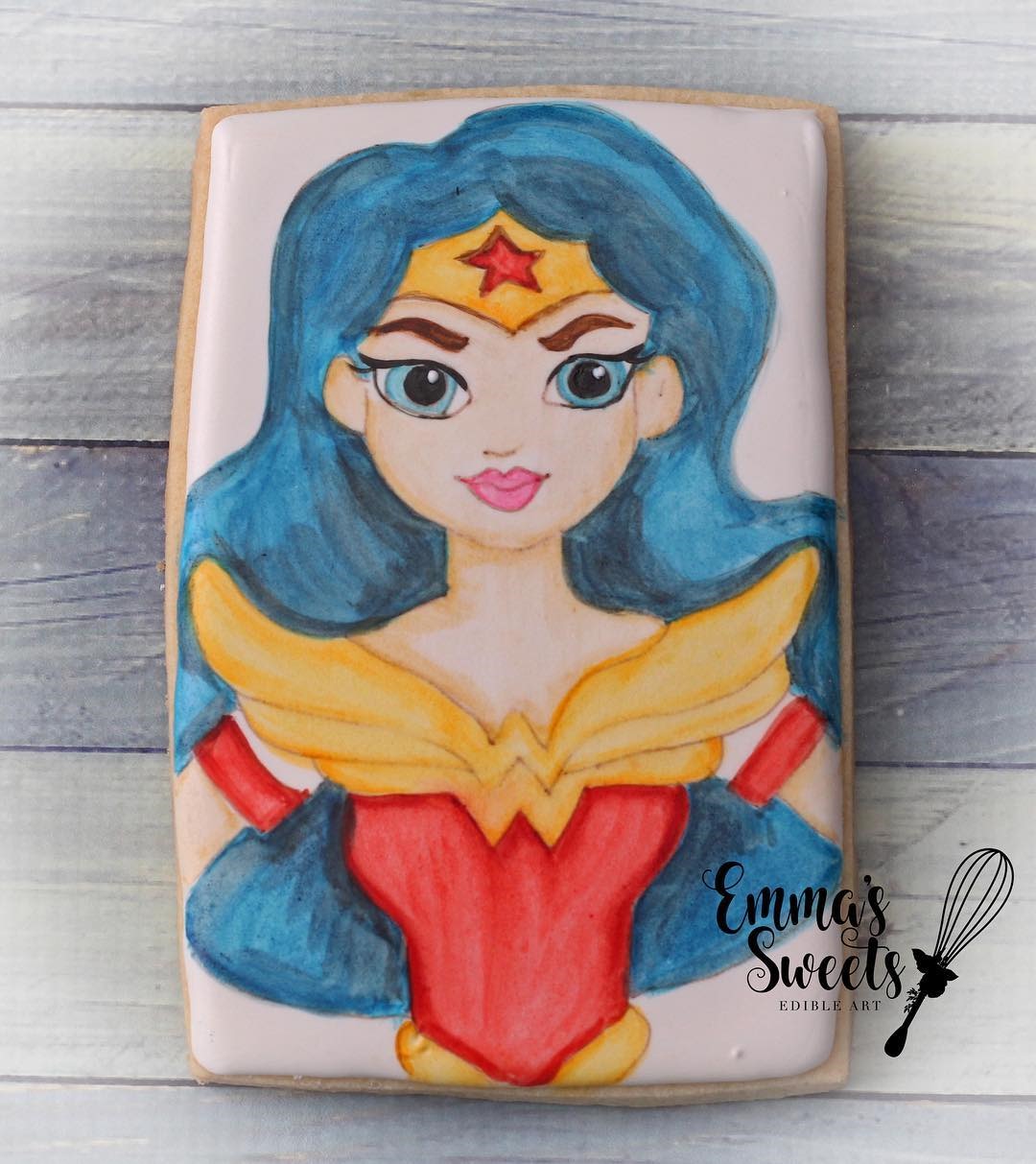 Hand Painted Wonder Woman Cookie