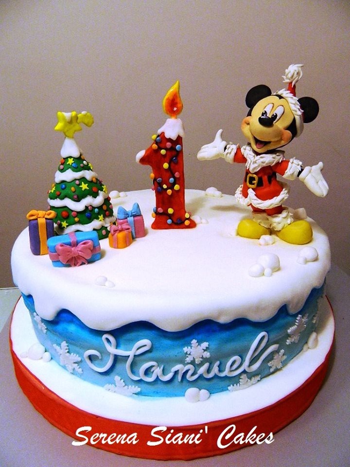 Santa Mickey 1st Birthday Cake