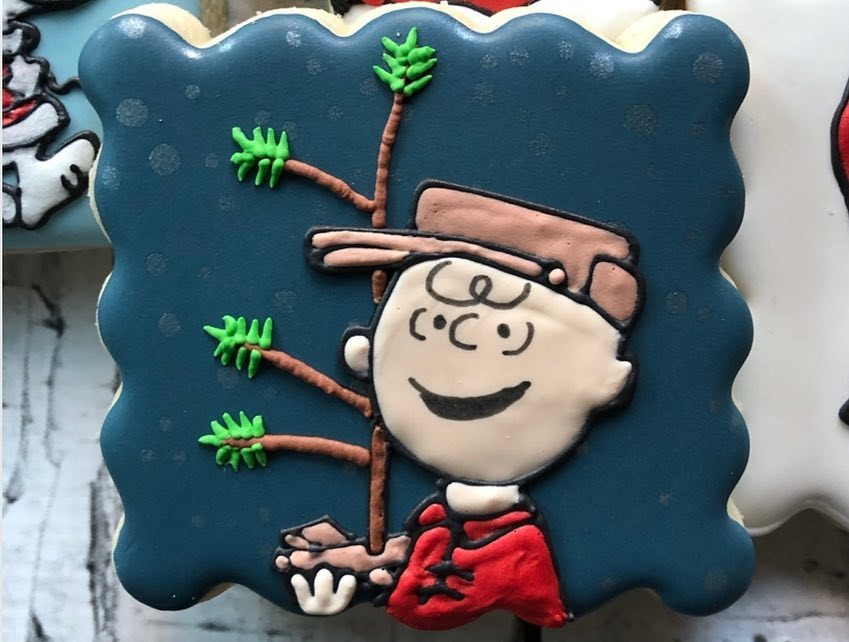 Cookie Of Charlie Brown Holding His Christmas Tree