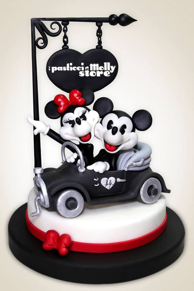 Black and White Mickey and Minnie Cake