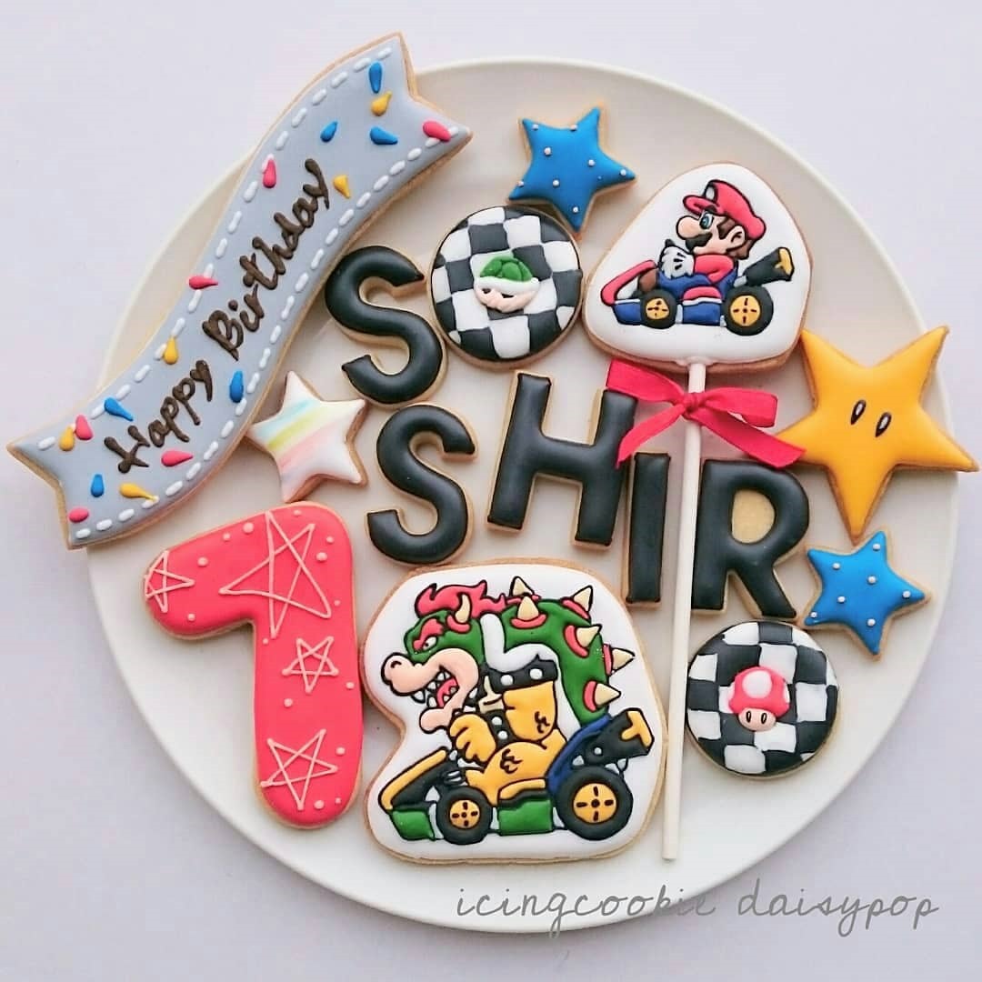 Mario Kart 7th Birthday Cookies