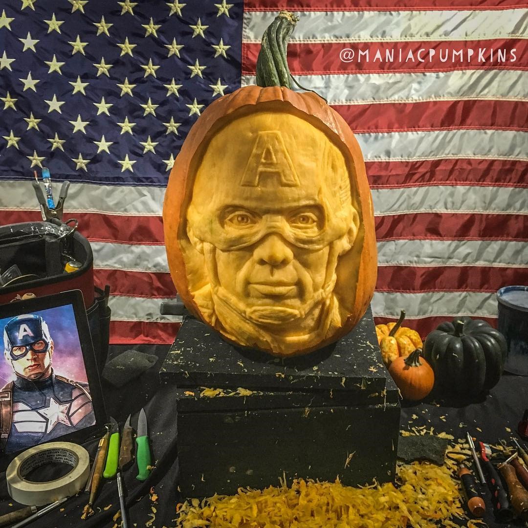 Captain America Pumpkin Carving