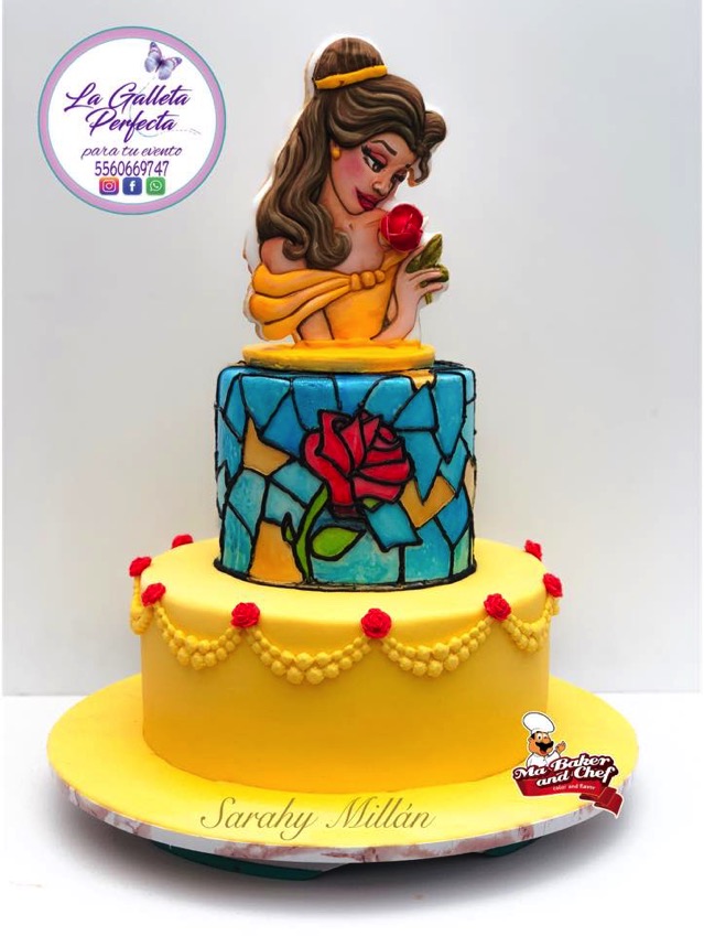 Marvelous Beauty and the Beast Cake with 3D Belle Cookie