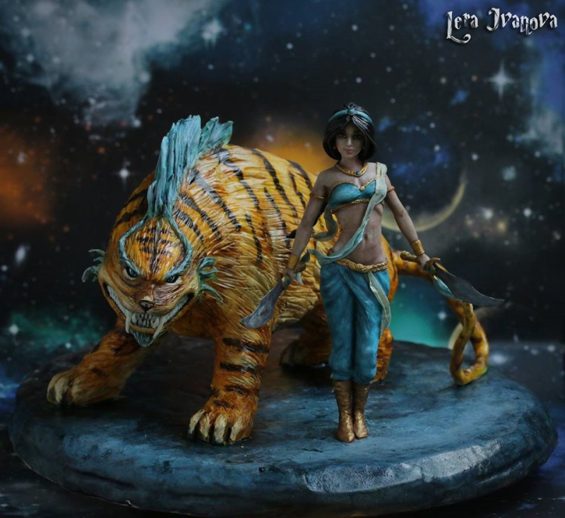 "Princess Jasmine Warrior And Her Fantasy Tiger Raja" made by Lera Ivanova #Disney #DisneyPrincess #Jasmine #Cake