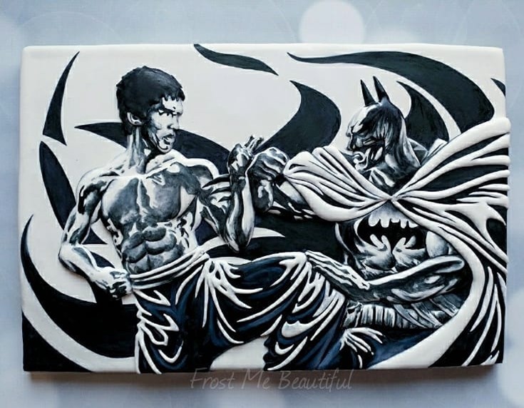 Batman And Bruce Lee Fight Over A Cookie -