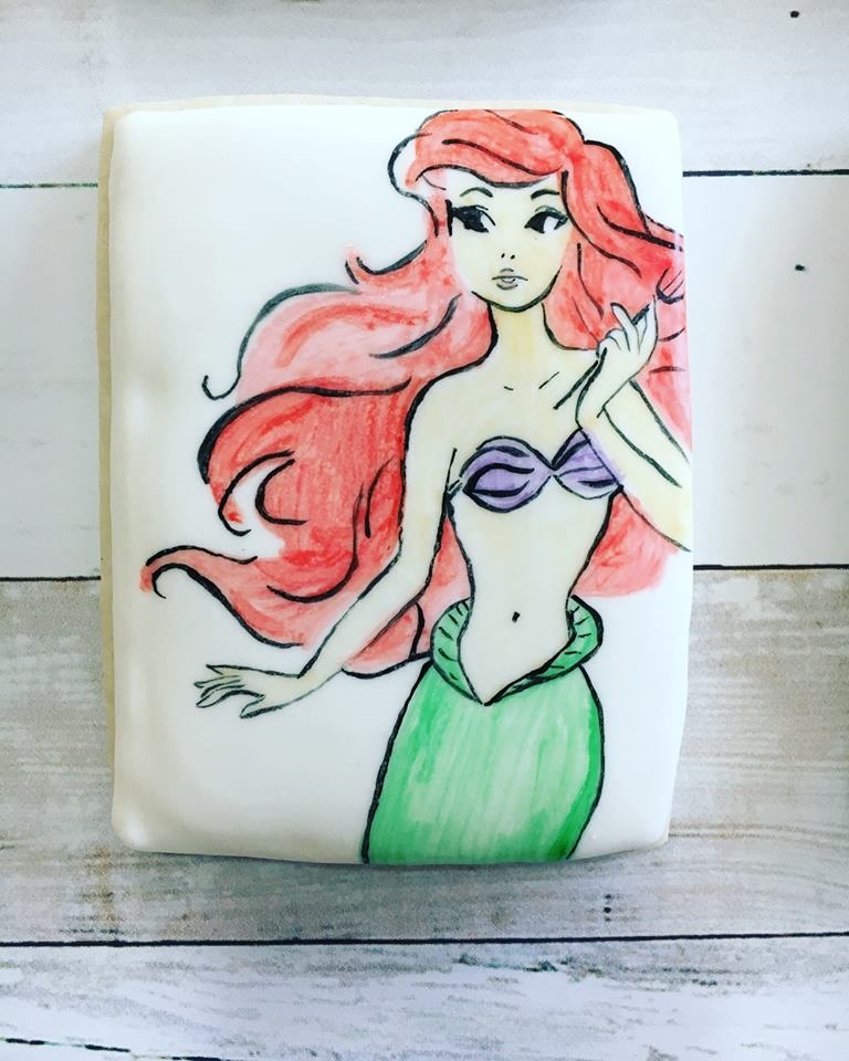 Hand Drawn Ariel Cookie