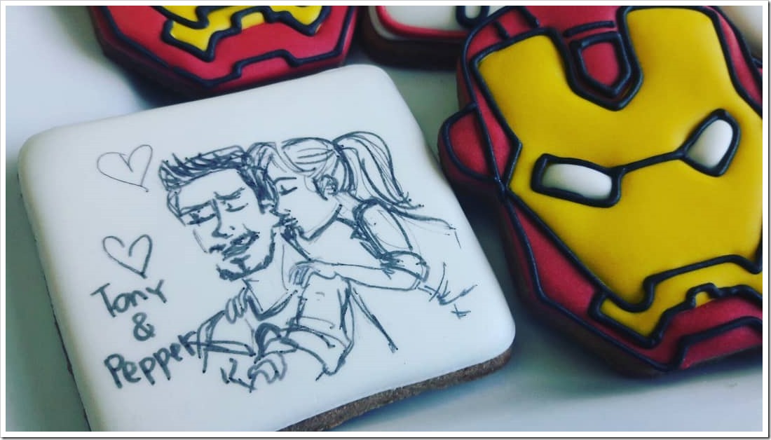 Tony Stark and Pepper Potts Cookies