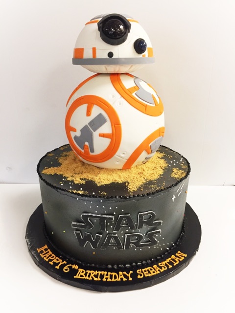 PERSONALISED BB8 STAR WARS BIRTHDAY CAKE TOPPER A4 Icing Sheet 10x 8 anyNAMEage
