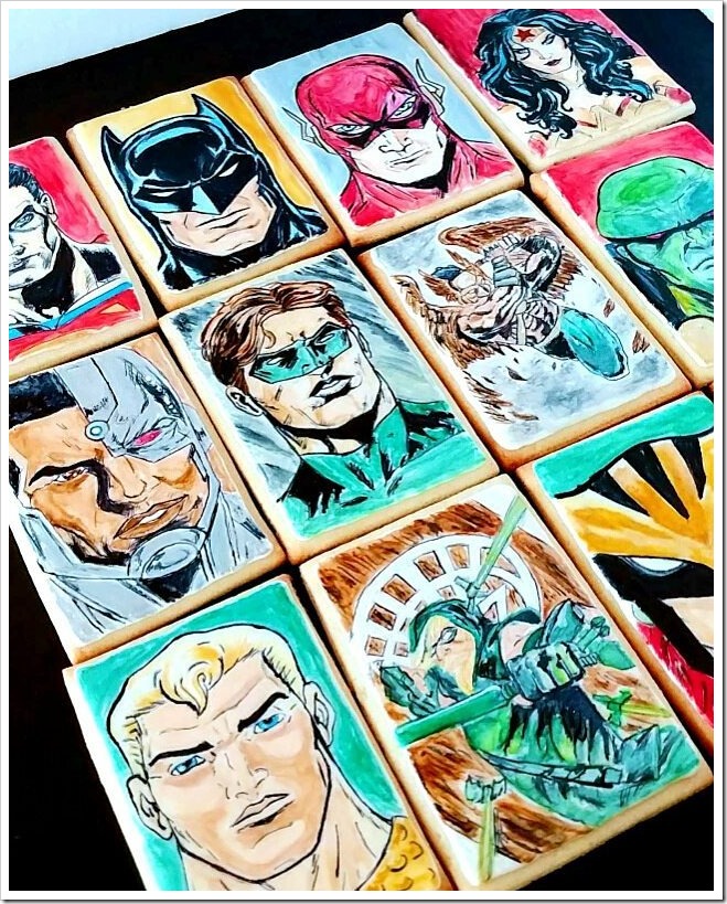 Close-up of Justice League Cookies