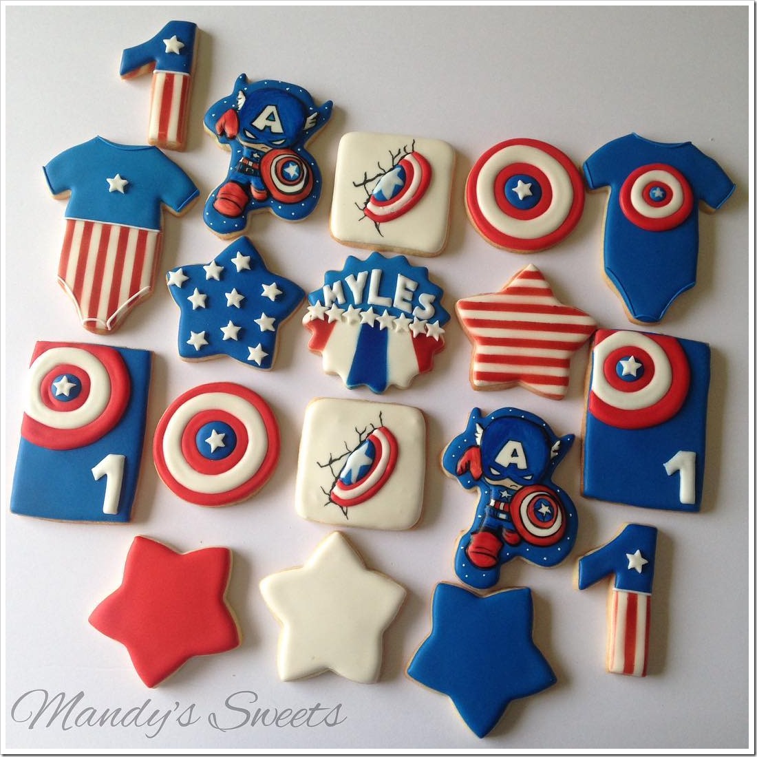 Captain America 1st Birthday Cookies