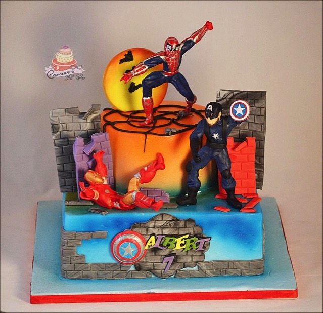 Spider Man and Iron Man Cake