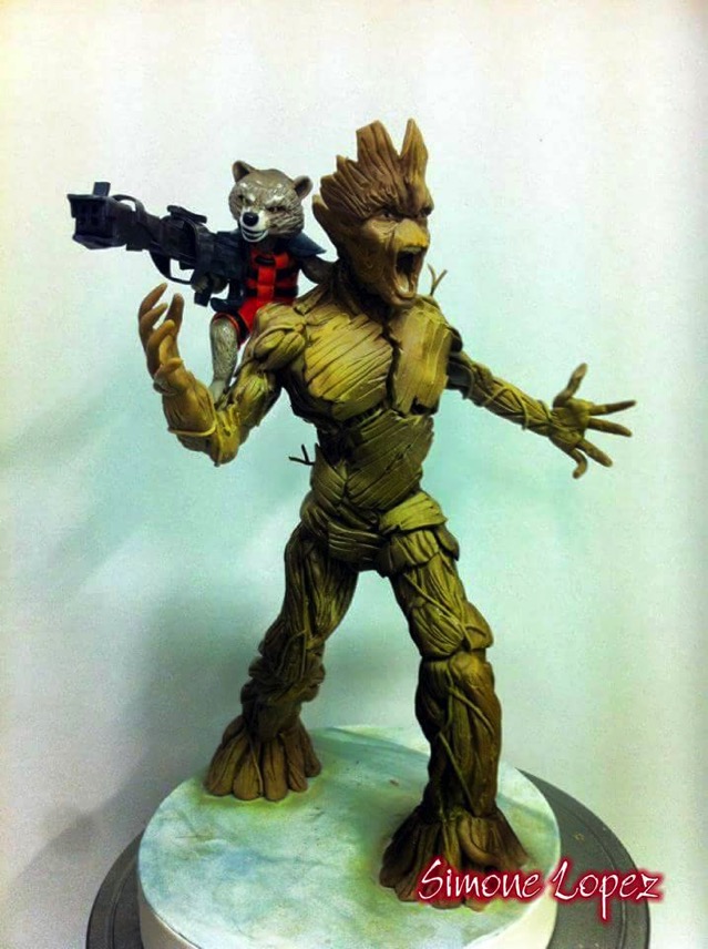 Groot and Rocket Racoon Cake