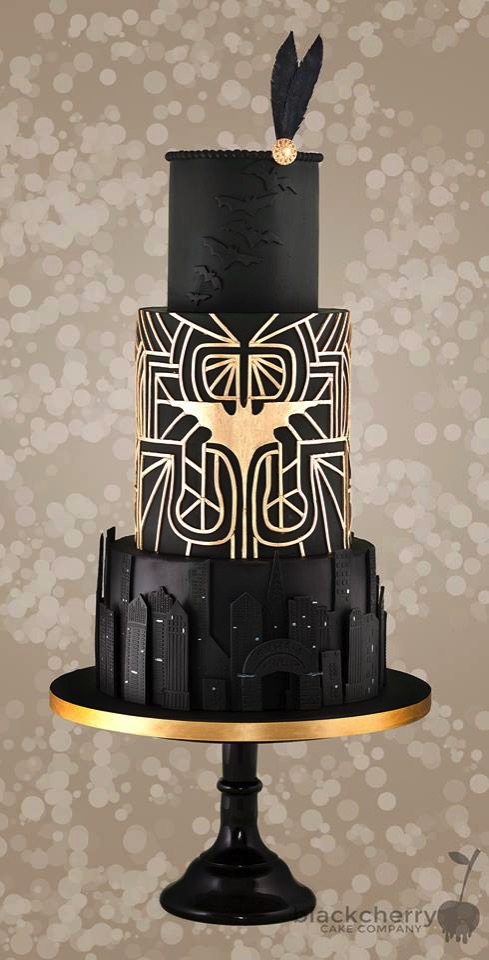 Art Deco Batman Wedding Cake made by Little Cherry Cake Company