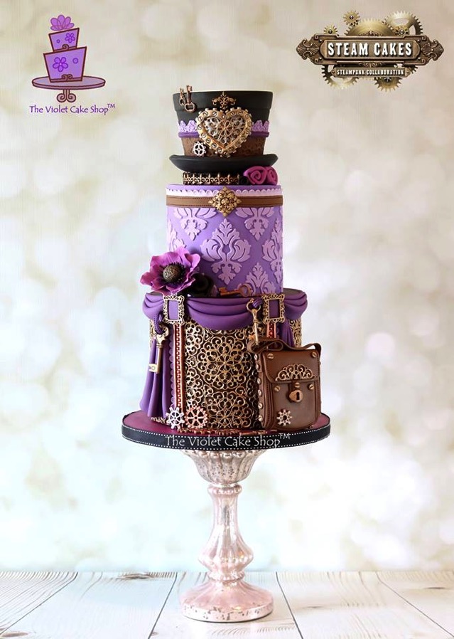 Purple Steampunk Wedding Cake