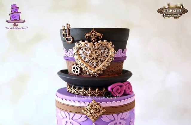 Purple Steampunk Wedding Cake 
