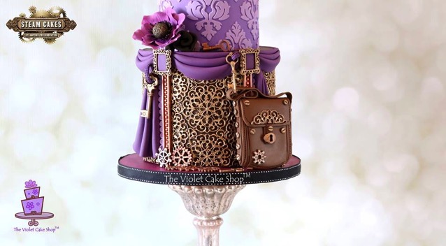 Purple Steampunk Wedding Cake 