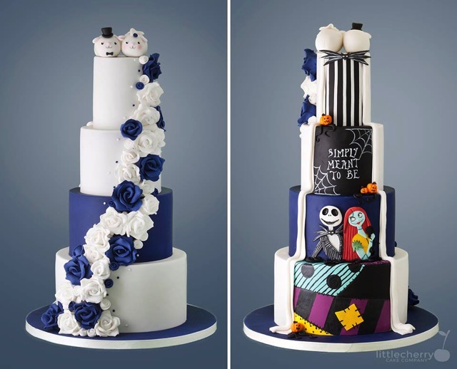 NIghtmare Before Christmas Two Sided Wedding Cake