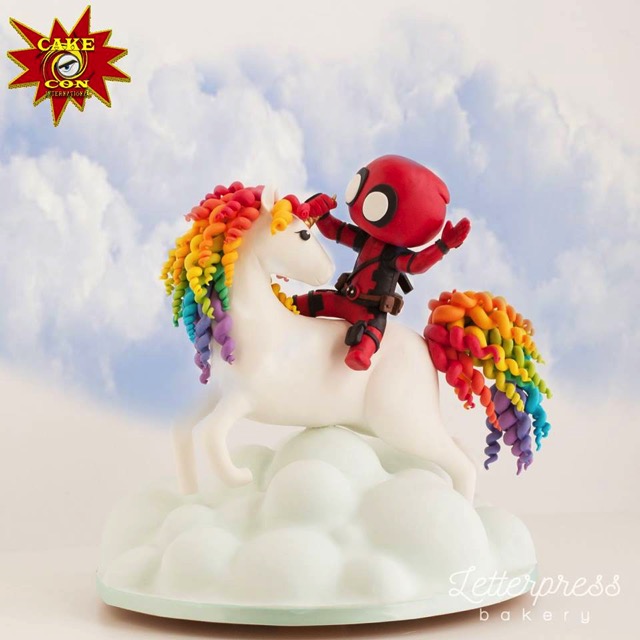 Deadpool Riding Unicorn Cake