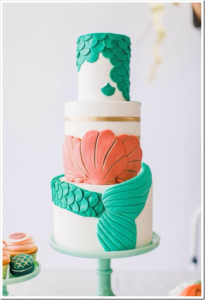 Little Mermaid Weddign Cake