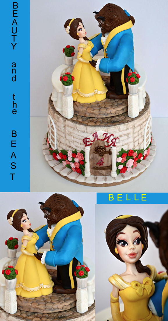 Beauty and the Beast Cake collage