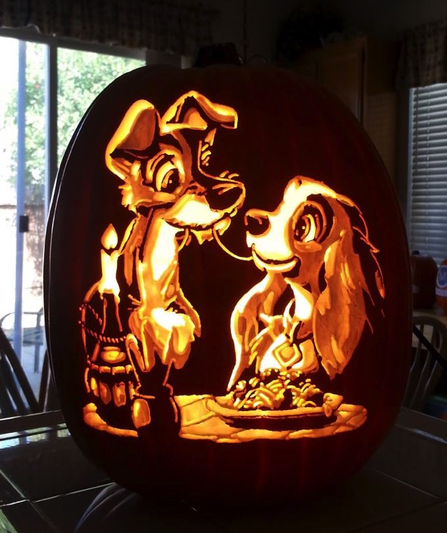 Lady and the Tramp Pumpkin Carving