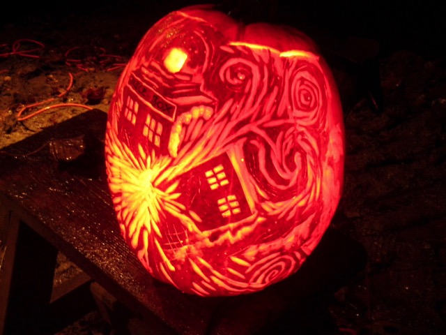 Exploding TARDIS Pumpkin Carving